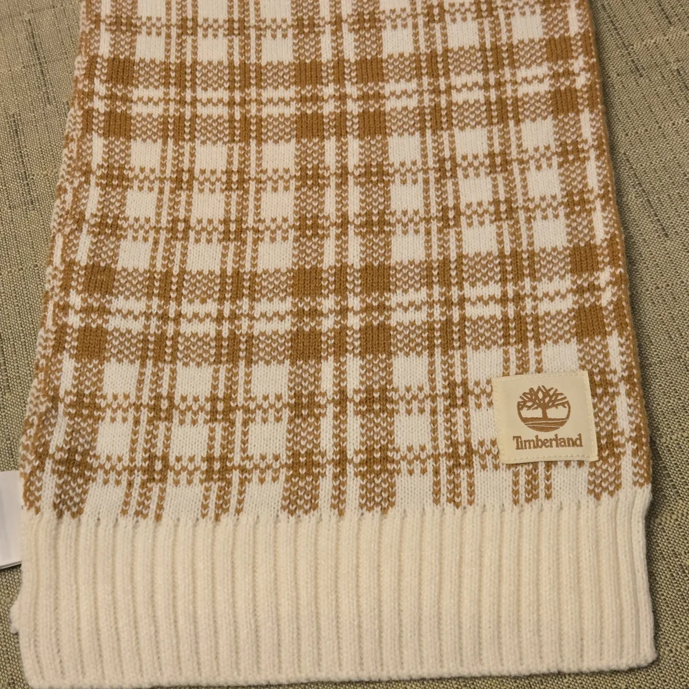New Timberland Scarf‎ Buffalo Plaid Caramel And Cream Excellent Condition Soft
